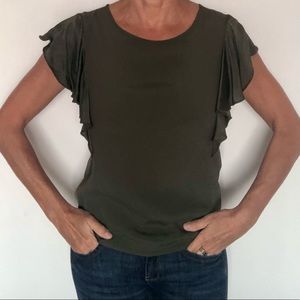 Tween, top ruffles in green S, made in Italy